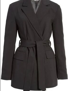 Topshop Black Belted Blazer Jacket